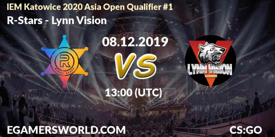 Prognose für das Spiel R-Stars VS Lynn Vision. 08.12.2019 at 13:30. Counter-Strike (CS2) - IEM Katowice 2020 Asia Open Qualifier #1
