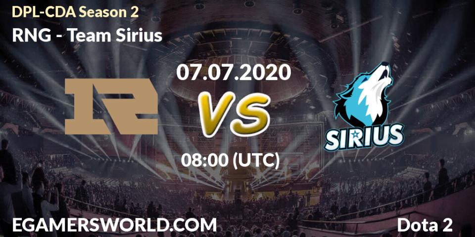 Prognose für das Spiel RNG VS Team Sirius. 12.07.2020 at 08:00. Dota 2 - DPL-CDA Professional League Season 2