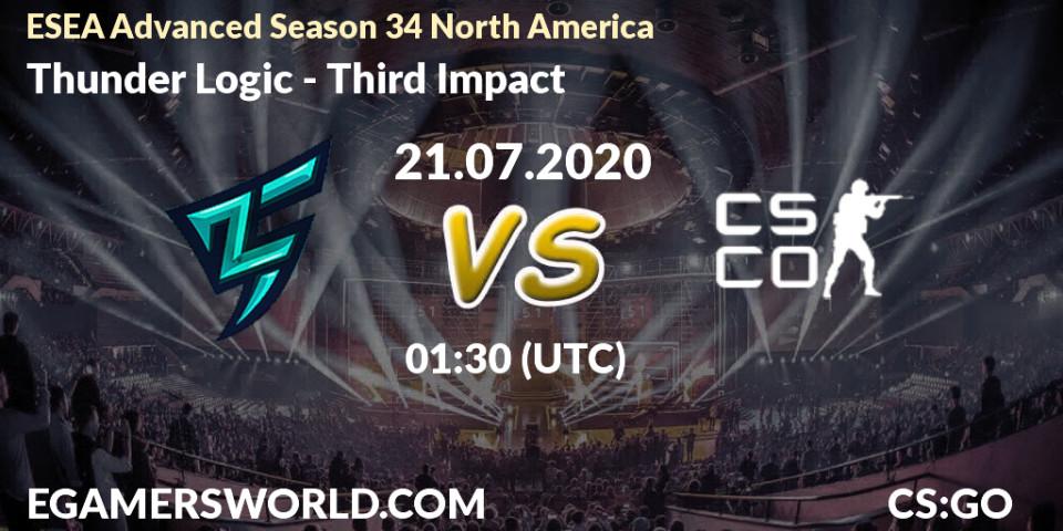 Prognose für das Spiel Thunder Logic VS Third Impact. 21.07.20. CS2 (CS:GO) - ESEA Advanced Season 34 North America