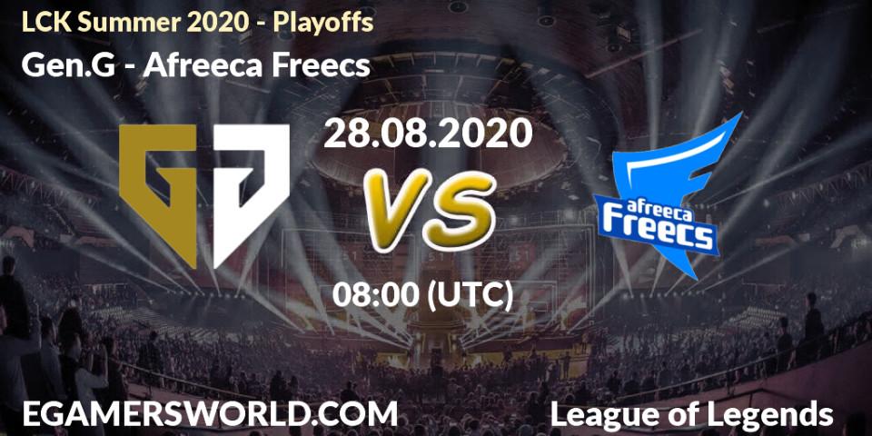 Prognose für das Spiel Gen.G VS Afreeca Freecs. 28.08.20. LoL - LCK Summer 2020 - Playoffs