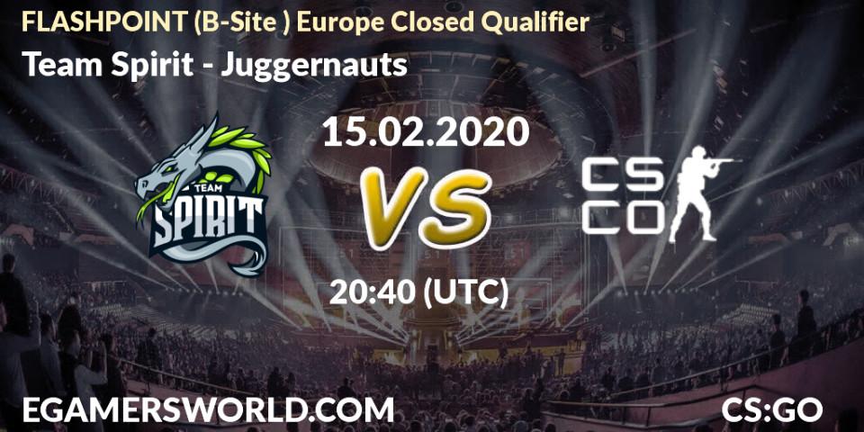 Prognose für das Spiel Team Spirit VS Juggernauts. 15.02.20. CS2 (CS:GO) - FLASHPOINT Europe Closed Qualifier