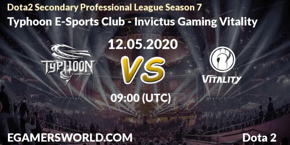 Prognose für das Spiel Typhoon E-Sports Club VS Invictus Gaming Vitality. 12.05.2020 at 07:53. Dota 2 - Dota2 Secondary Professional League 2020