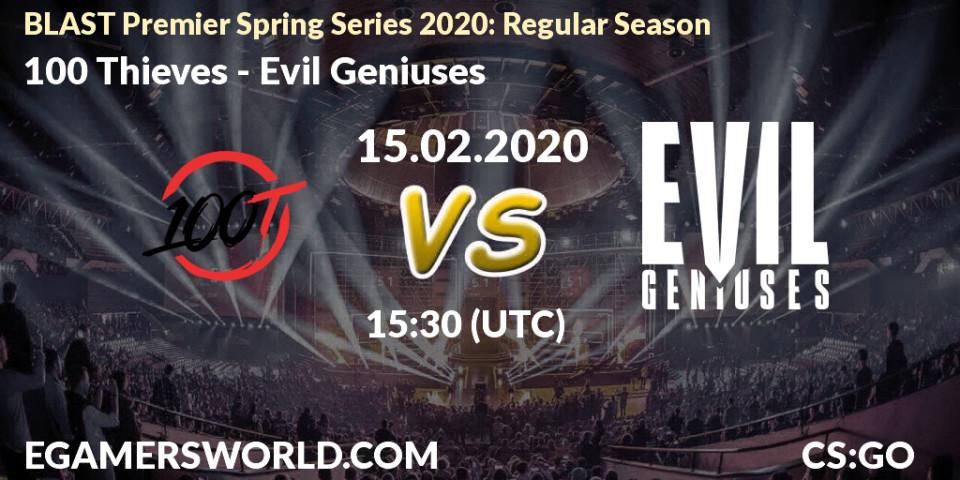 Prognose für das Spiel 100 Thieves VS Evil Geniuses. 15.02.20. CS2 (CS:GO) - BLAST Premier Spring Series 2020: Regular Season