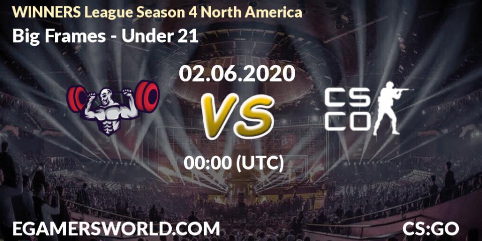 Prognose für das Spiel Big Frames VS Under 21. 02.06.20. CS2 (CS:GO) - WINNERS League Season 4 North America
