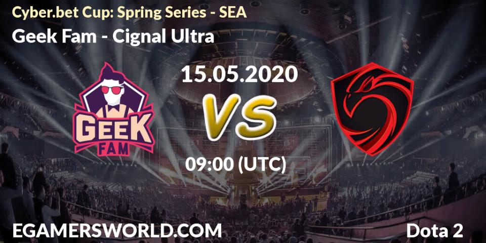 Prognose für das Spiel Geek Fam VS Cignal Ultra. 15.05.2020 at 08:57. Dota 2 - Cyber.bet Cup: Spring Series - SEA
