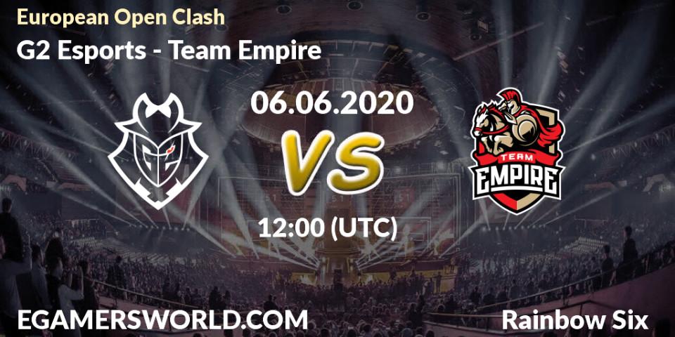 Prognose für das Spiel G2 Esports VS Team Empire. 06.06.2020 at 12:00. Rainbow Six - European Open Clash