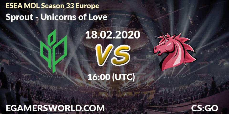 Prognose für das Spiel Sprout VS Unicorns of Love. 18.02.20. CS2 (CS:GO) - ESEA MDL Season 33 Europe