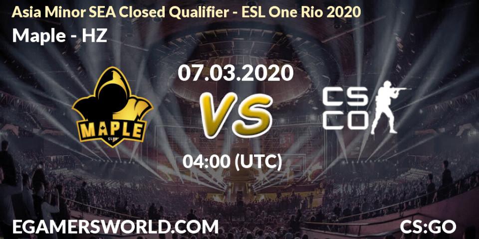 Prognose für das Spiel Maple VS HZ. 07.03.20. CS2 (CS:GO) - Asia Minor SEA Closed Qualifier - ESL One Rio 2020