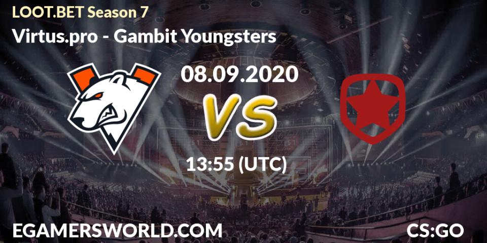 Prognose für das Spiel Virtus.pro VS Gambit Youngsters. 08.09.20. CS2 (CS:GO) - LOOT.BET Season 7