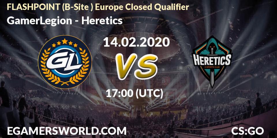 Prognose für das Spiel GamerLegion VS Heretics. 14.02.20. CS2 (CS:GO) - FLASHPOINT Europe Closed Qualifier