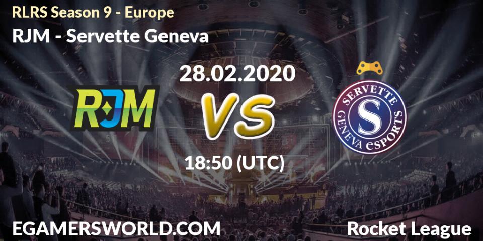 Prognose für das Spiel RJM VS Servette Geneva. 28.02.2020 at 18:50. Rocket League - RLRS Season 9 - Europe
