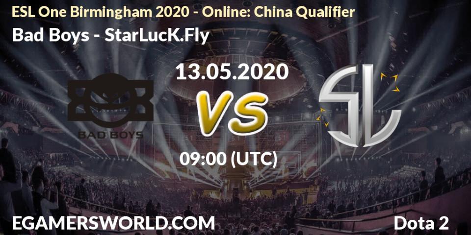 Prognose für das Spiel Bad Boys VS StarLucK.Fly. 13.05.2020 at 06:00. Dota 2 - ESL One Birmingham 2020 - Online: China Qualifier