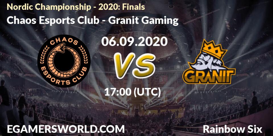Prognose für das Spiel Chaos Esports Club VS Granit Gaming. 06.09.2020 at 17:00. Rainbow Six - Nordic Championship - 2020: Finals