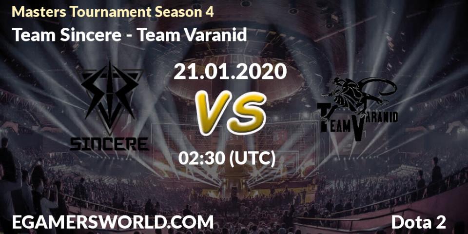 Prognose für das Spiel Team Sincere VS Team Varanid. 25.01.20. Dota 2 - Masters Tournament Season 4