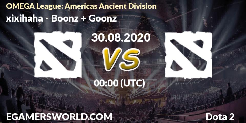 Prognose für das Spiel xixihaha VS Boonz + Goonz. 29.08.2020 at 23:19. Dota 2 - OMEGA League: Americas Ancient Division