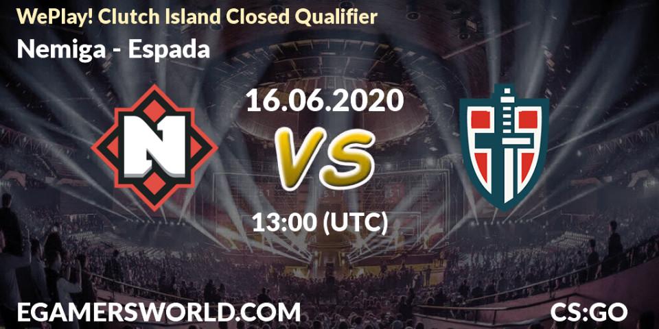 Prognose für das Spiel Nemiga VS Espada. 16.06.2020 at 13:15. Counter-Strike (CS2) - WePlay! Clutch Island Closed Qualifier