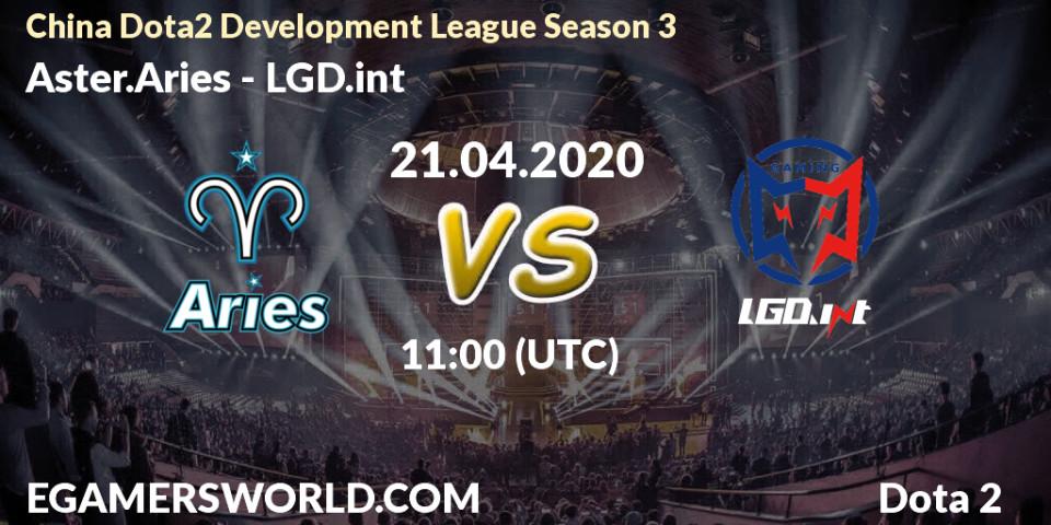 Prognose für das Spiel Aster.Aries VS LGD.int. 21.04.2020 at 11:00. Dota 2 - China Dota2 Development League Season 3