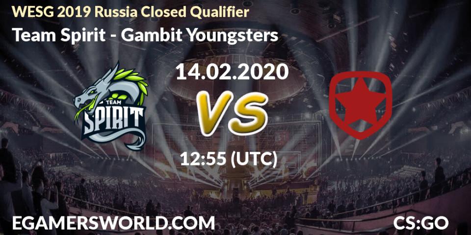 Prognose für das Spiel Team Spirit VS Gambit Youngsters. 14.02.2020 at 12:55. Counter-Strike (CS2) - WESG 2019 Russia Closed Qualifier