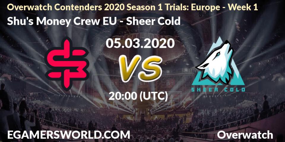 Prognose für das Spiel Shu's Money Crew EU VS Sheer Cold. 05.03.2020 at 20:00. Overwatch - Overwatch Contenders 2020 Season 1 Trials: Europe - Week 1