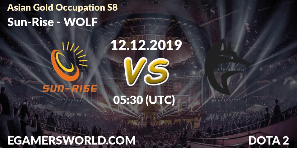 Prognose für das Spiel Sun-Rise VS WOLF. 12.12.19. Dota 2 - Asian Gold Occupation S8 