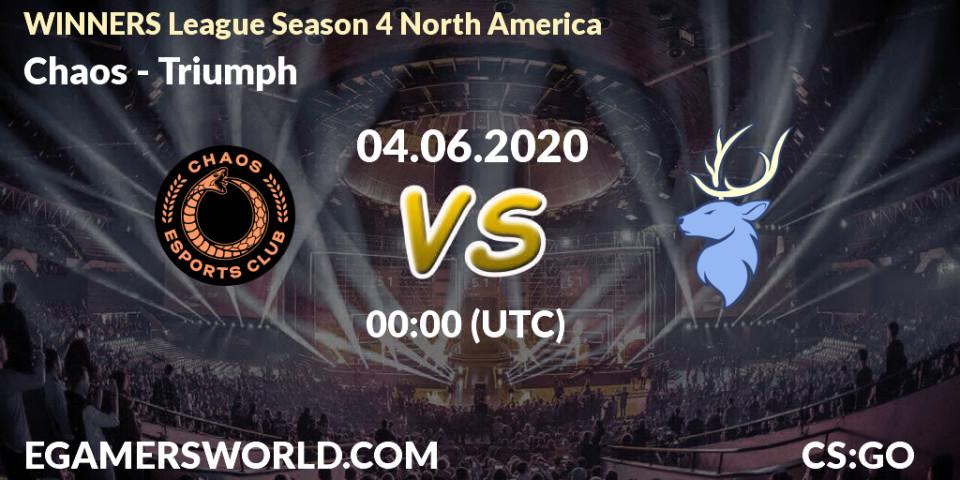 Prognose für das Spiel Chaos VS Triumph. 04.06.2020 at 00:00. Counter-Strike (CS2) - WINNERS League Season 4 North America
