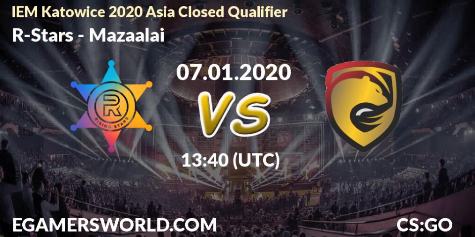 Prognose für das Spiel R-Stars VS Mazaalai. 07.01.20. CS2 (CS:GO) - IEM Katowice 2020 Asia Closed Qualifier