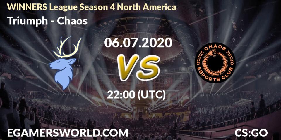 Prognose für das Spiel Triumph VS Chaos. 06.07.2020 at 22:00. Counter-Strike (CS2) - WINNERS League Season 4 North America