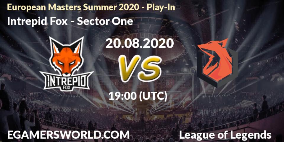 Prognose für das Spiel Intrepid Fox VS Sector One. 20.08.2020 at 18:54. LoL - European Masters Summer 2020 - Play-In