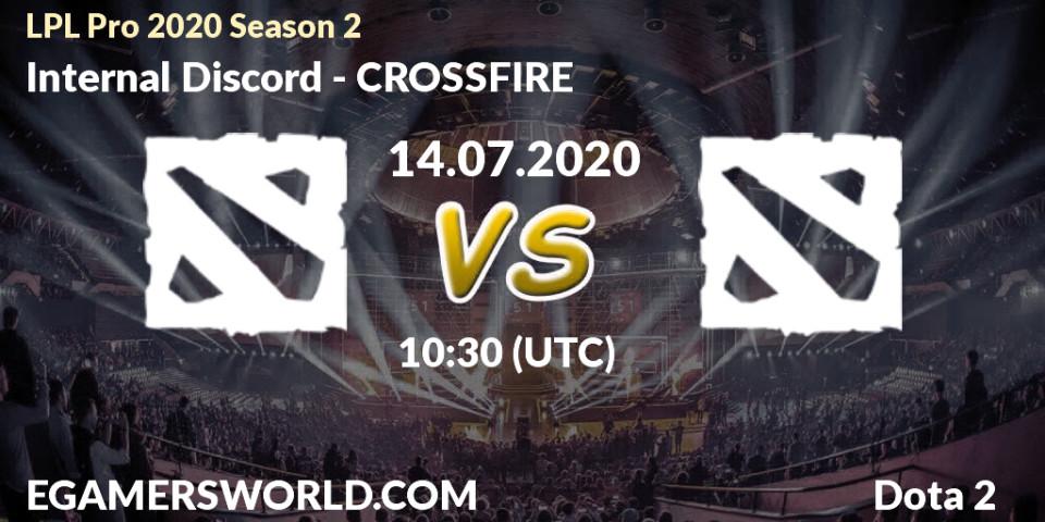 Prognose für das Spiel Internal Discord VS CROSSFIRE. 14.07.2020 at 10:32. Dota 2 - LPL Pro 2020 Season 2
