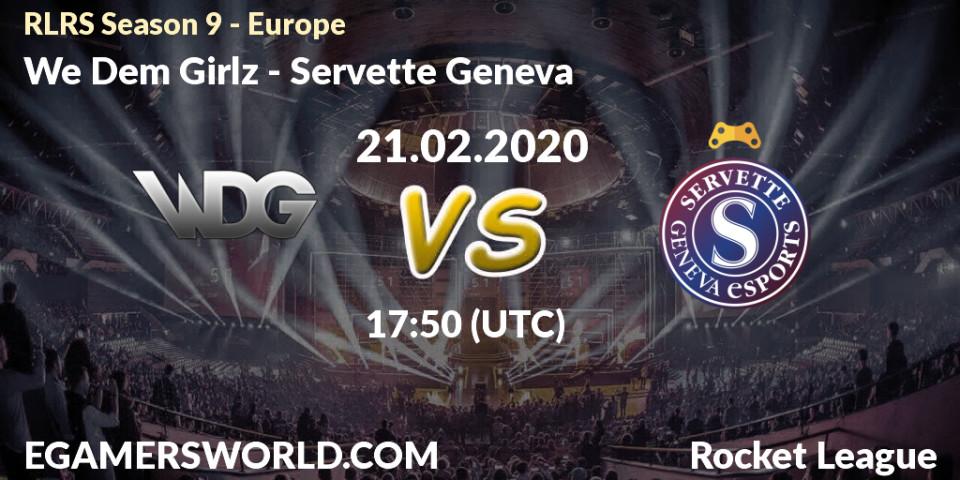 Prognose für das Spiel We Dem Girlz VS Servette Geneva. 21.02.20. Rocket League - RLRS Season 9 - Europe