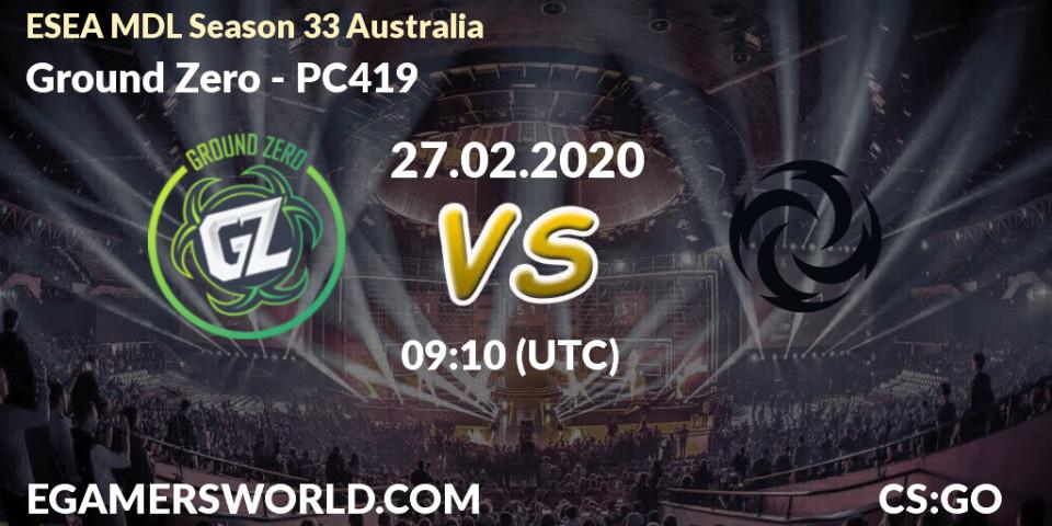 Prognose für das Spiel Ground Zero VS PC419. 27.02.2020 at 10:10. Counter-Strike (CS2) - ESEA MDL Season 33 Australia