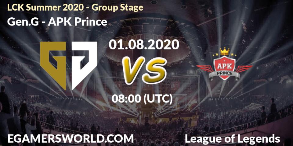 Prognose für das Spiel Gen.G VS SeolHaeOne Prince. 01.08.20. LoL - LCK Summer 2020 - Group Stage