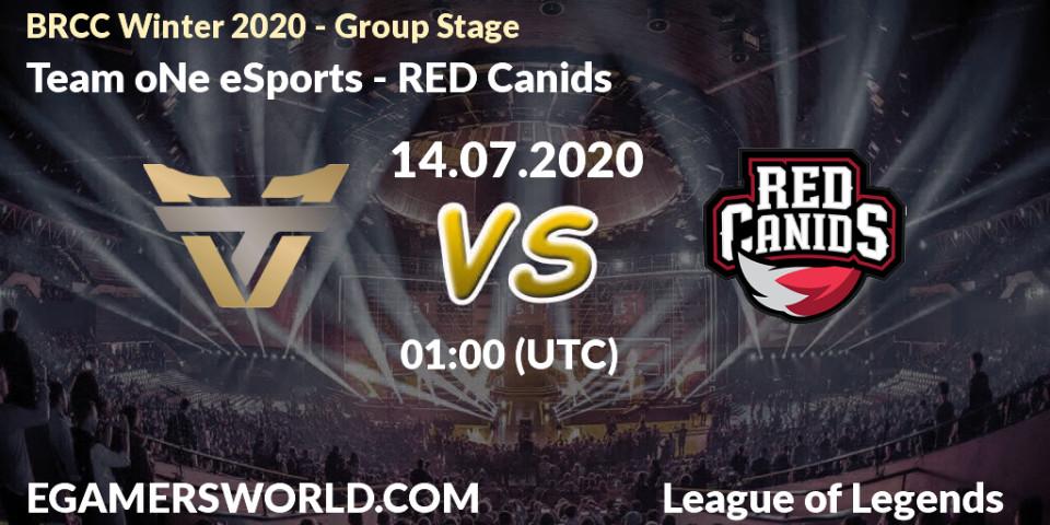 Prognose für das Spiel Team oNe eSports VS RED Canids. 14.07.20. LoL - BRCC Winter 2020 - Group Stage
