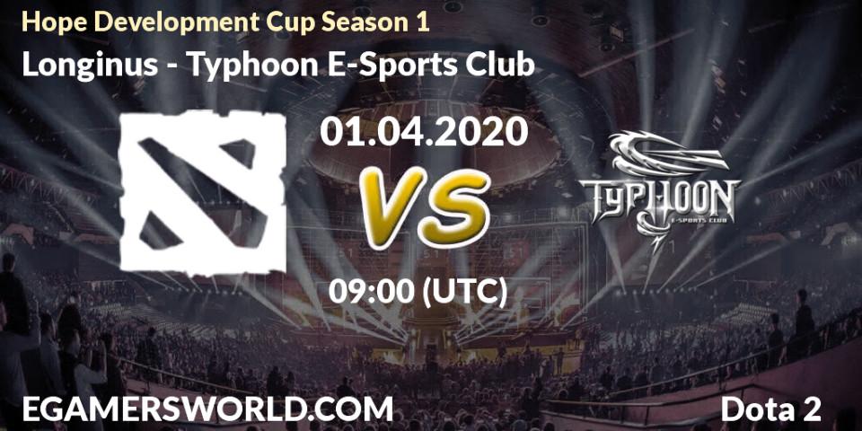 Prognose für das Spiel Longinus VS Typhoon E-Sports Club. 01.04.20. Dota 2 - Hope Development Cup Season 1