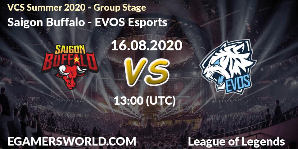 Prognose für das Spiel Saigon Buffalo VS EVOS Esports. 16.08.20. LoL - VCS Summer 2020 - Group Stage