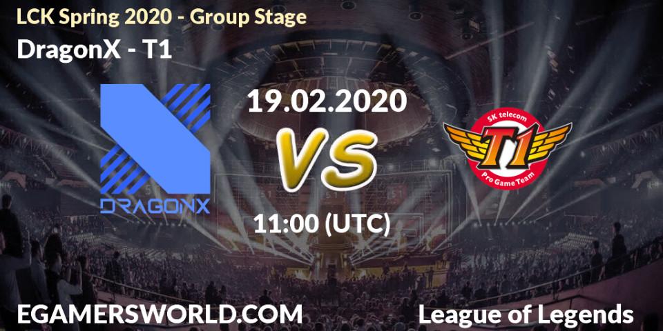 Prognose für das Spiel DragonX VS T1. 19.02.20. LoL - LCK Spring 2020 - Group Stage