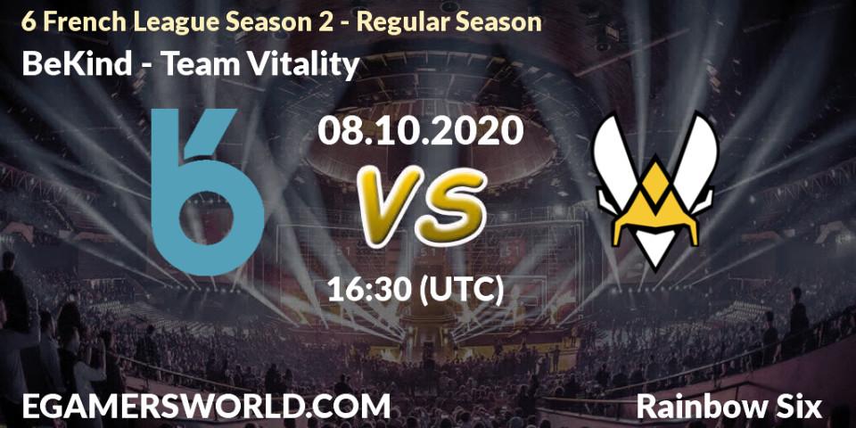 Prognose für das Spiel BeKind VS Team Vitality. 08.10.20. Rainbow Six - 6 French League Season 2 