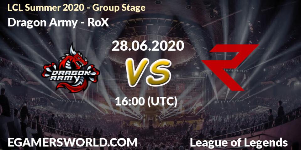 Prognose für das Spiel Dragon Army VS RoX. 28.06.20. LoL - LCL Summer 2020 - Group Stage