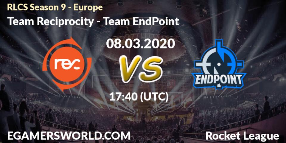 Prognose für das Spiel Team Reciprocity VS Team EndPoint. 08.03.20. Rocket League - RLCS Season 9 - Europe