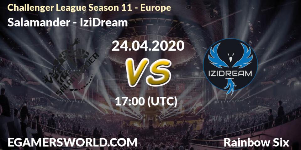 Prognose für das Spiel Salamander VS IziDream. 24.04.20. Rainbow Six - Challenger League Season 11 - Europe