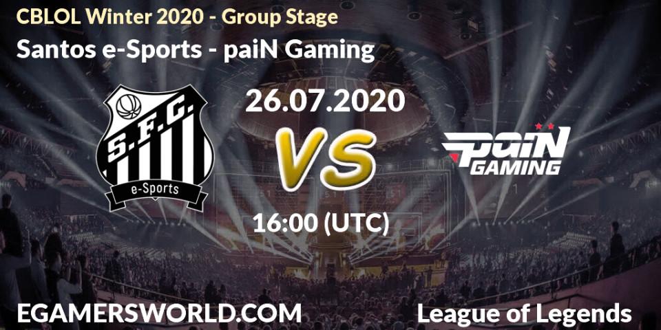 Prognose für das Spiel Santos e-Sports VS paiN Gaming. 26.07.20. LoL - CBLOL Winter 2020 - Group Stage