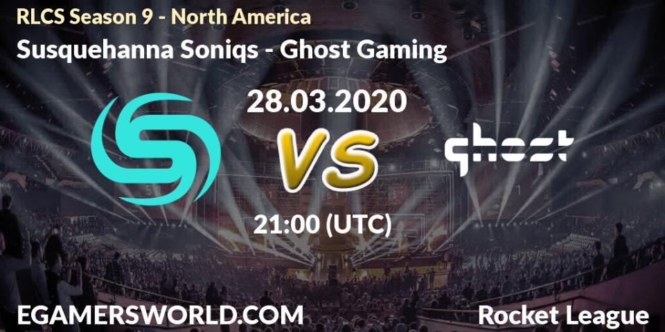 Prognose für das Spiel Susquehanna Soniqs VS Ghost Gaming. 28.03.20. Rocket League - RLCS Season 9 - North America