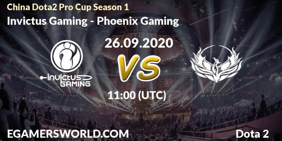 Prognose für das Spiel Invictus Gaming VS Phoenix Gaming. 26.09.2020 at 09:59. Dota 2 - China Dota2 Pro Cup Season 1