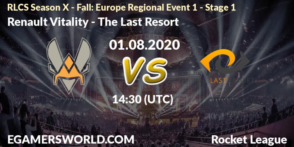 Prognose für das Spiel Renault Vitality VS The Last Resort. 01.08.2020 at 14:30. Rocket League - RLCS Season X - Fall: Europe Regional Event 1 - Stage 1