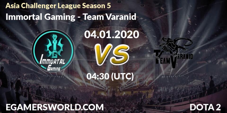 Prognose für das Spiel Immortal Gaming VS Team Varanid. 04.01.20. Dota 2 - Asia Challenger League Season 5