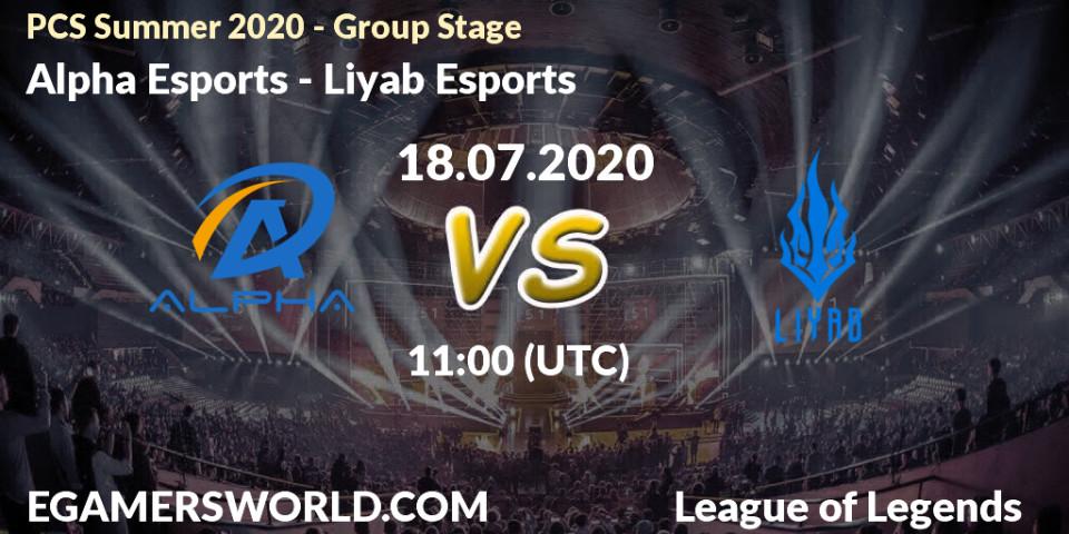 Prognose für das Spiel Alpha Esports VS Liyab Esports. 18.07.2020 at 11:00. LoL - PCS Summer 2020 - Group Stage