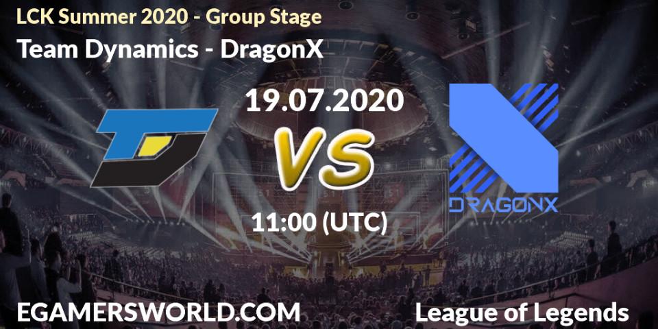 Prognose für das Spiel Team Dynamics VS DragonX. 19.07.2020 at 10:46. LoL - LCK Summer 2020 - Group Stage