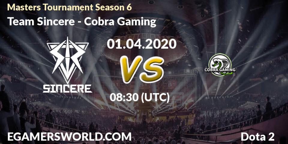 Prognose für das Spiel Team Sincere VS Cobra Gaming. 01.04.20. Dota 2 - Masters Tournament Season 6
