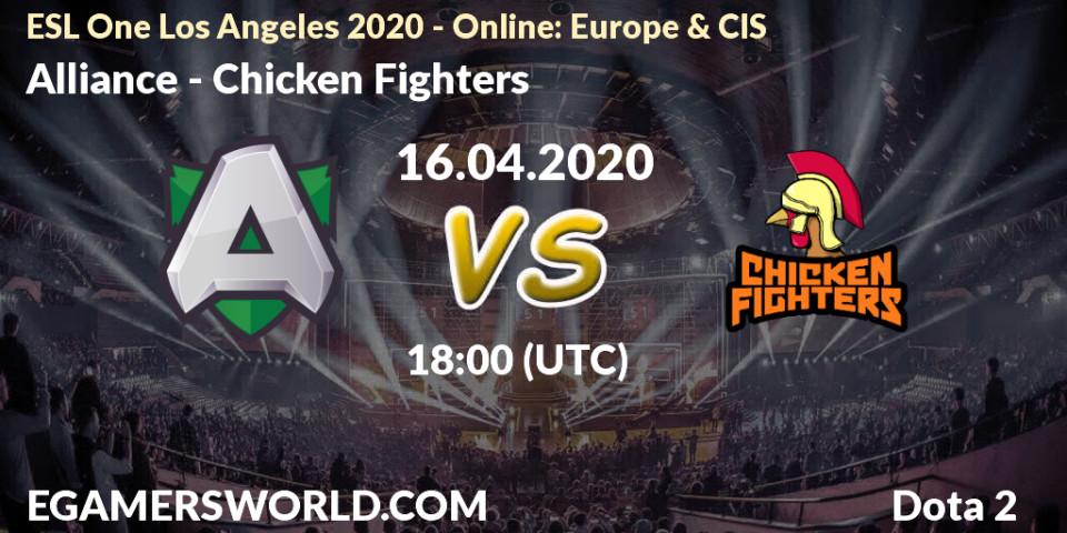 Prognose für das Spiel Alliance VS Chicken Fighters. 16.04.20. Dota 2 - ESL One Los Angeles 2020 - Online: Europe & CIS