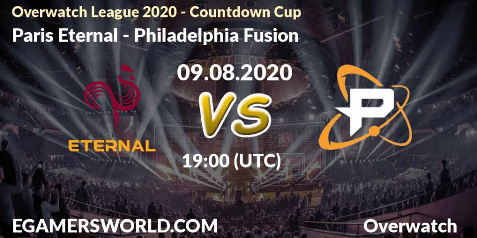 Prognose für das Spiel Paris Eternal VS Philadelphia Fusion. 09.08.20. Overwatch - Overwatch League 2020 - Countdown Cup